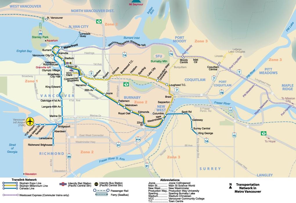 Kat jeyografik nan metro zòn nan vancouver