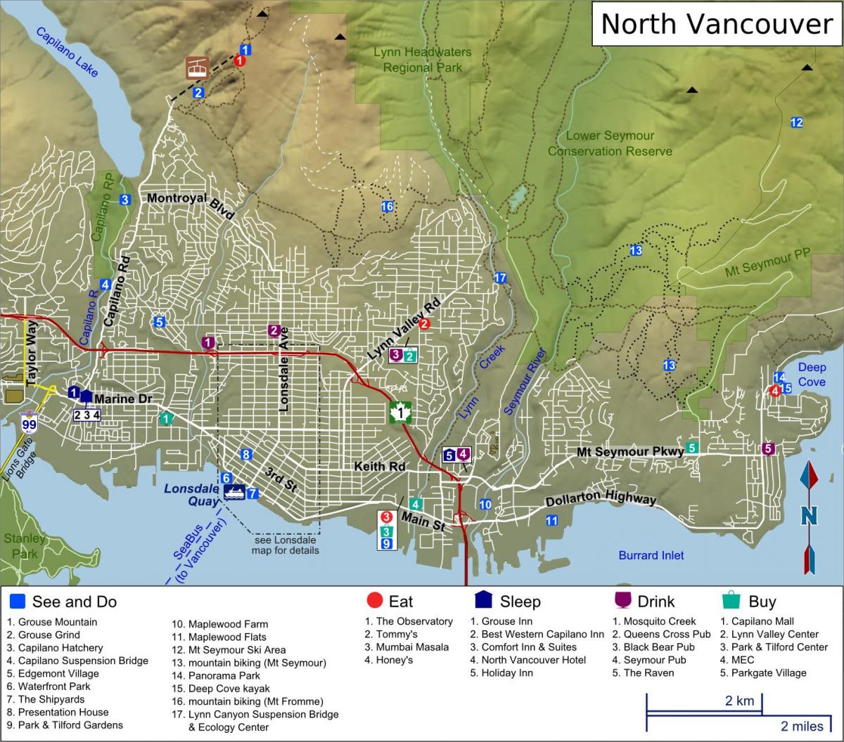 Map de north shore vancouver