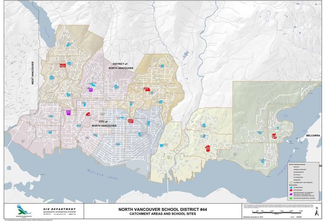 Kat jeyografik nan north vancouver lekòl nan distri a