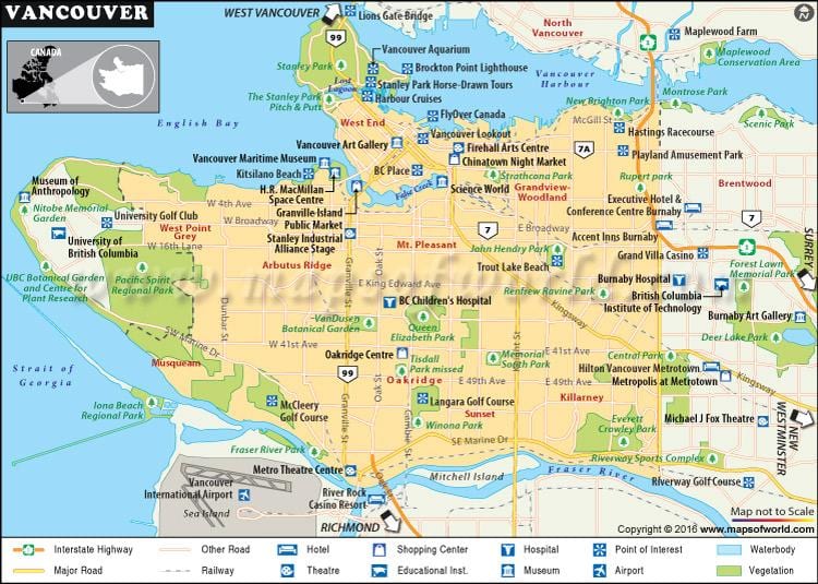 Kat jeyografik nan vancouver pwen nan enterè