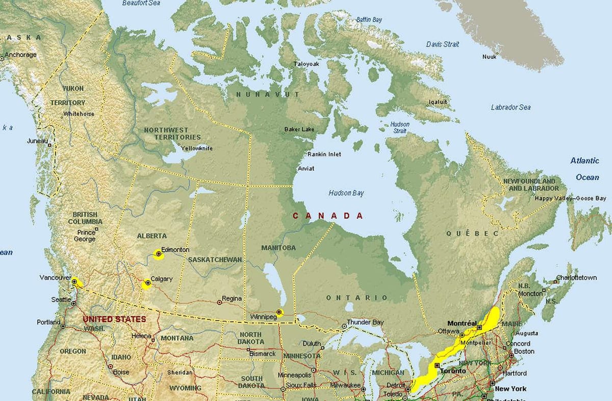 Kat jeyografik nan vancouver nan travèse fwontyè