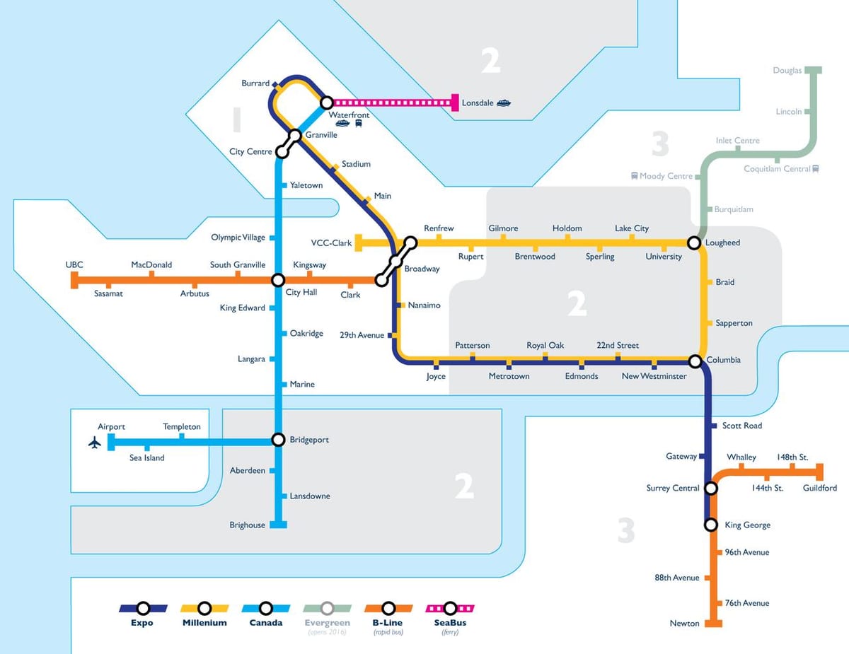 Kat jeyografik nan vancouver zòn transpò piblik