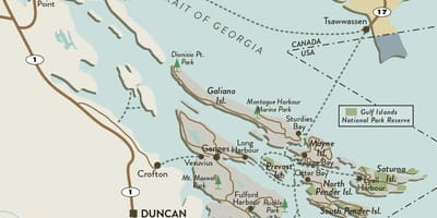 Kat jeyografik nan vancouver island ak gòlf islands