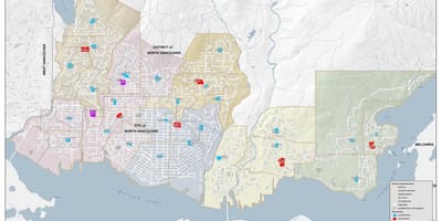 Kat jeyografik nan north vancouver lekòl nan distri a