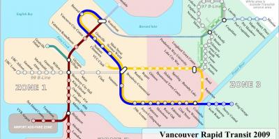 Vancouver skytrain zòn kat jeyografik